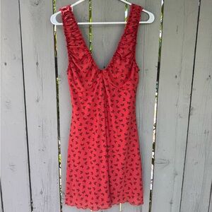 Forever 21 Red Orange Plunge Sundress